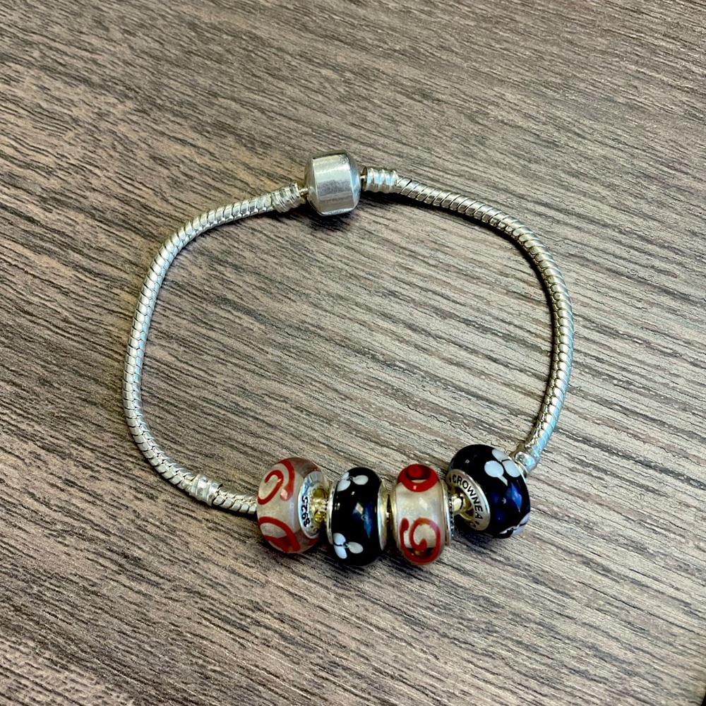 Sterling silver glass beads bracelet